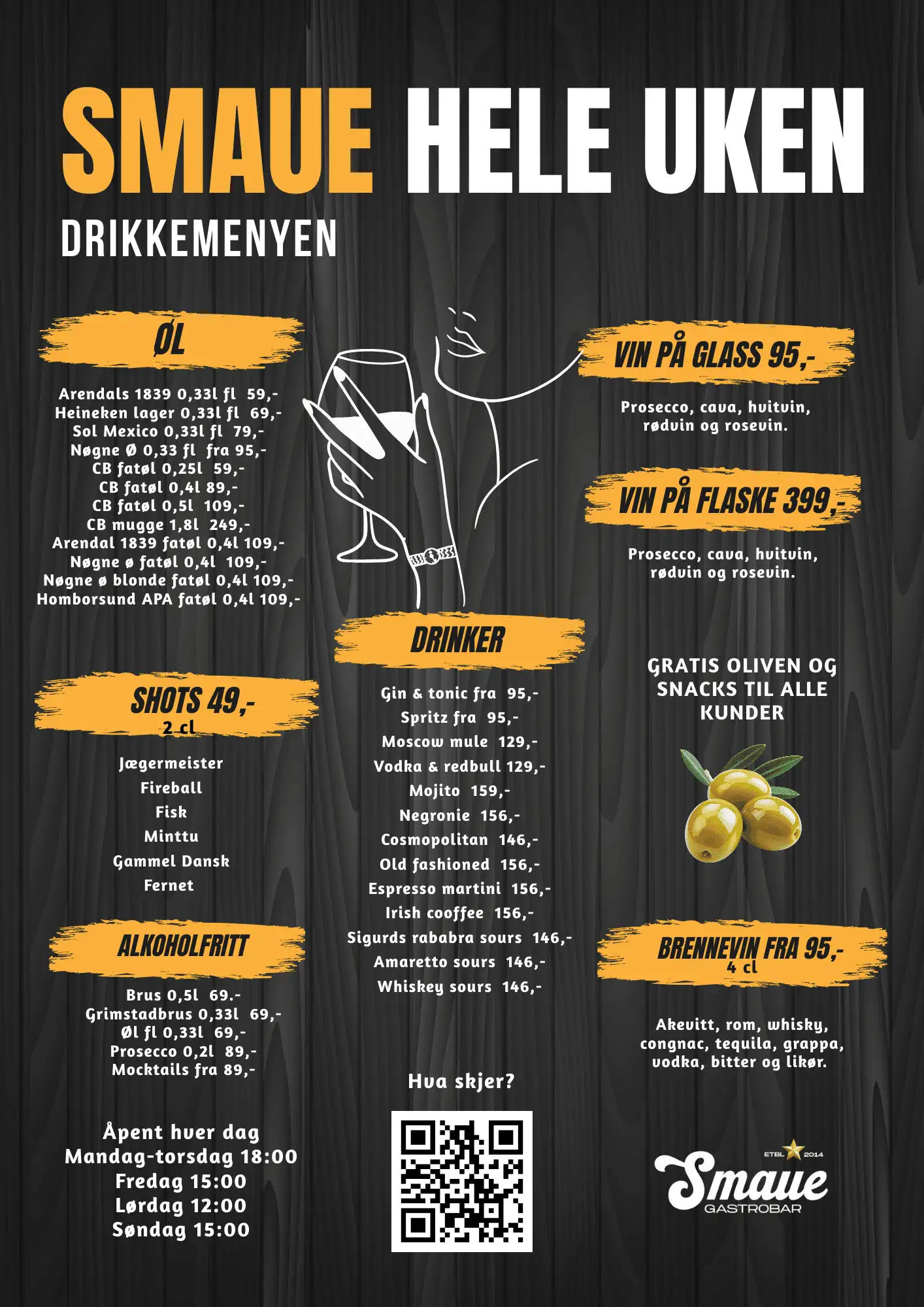 Lørdagslønsj meny grimstad Smaue bar